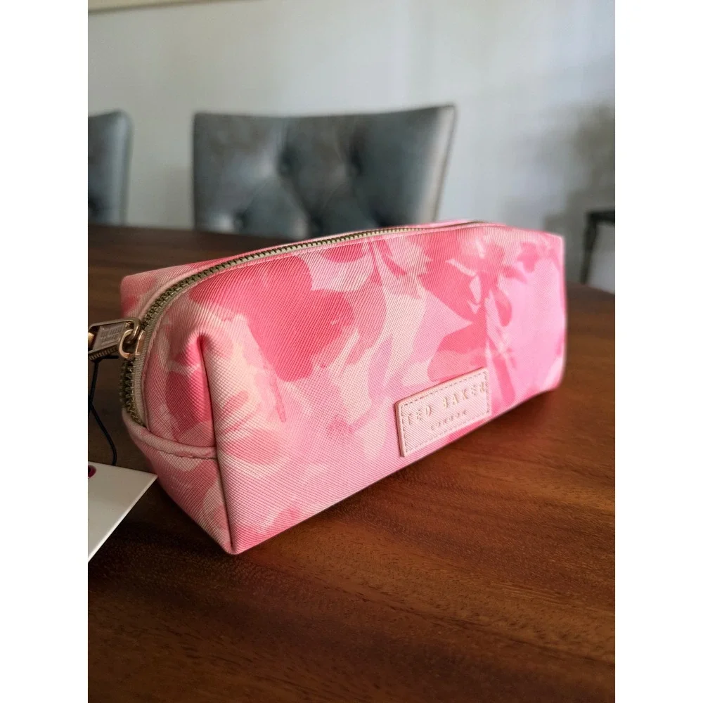 Ted Baker London Pink Floral Makeup Bag Cosmetic Case Travel Set NWT